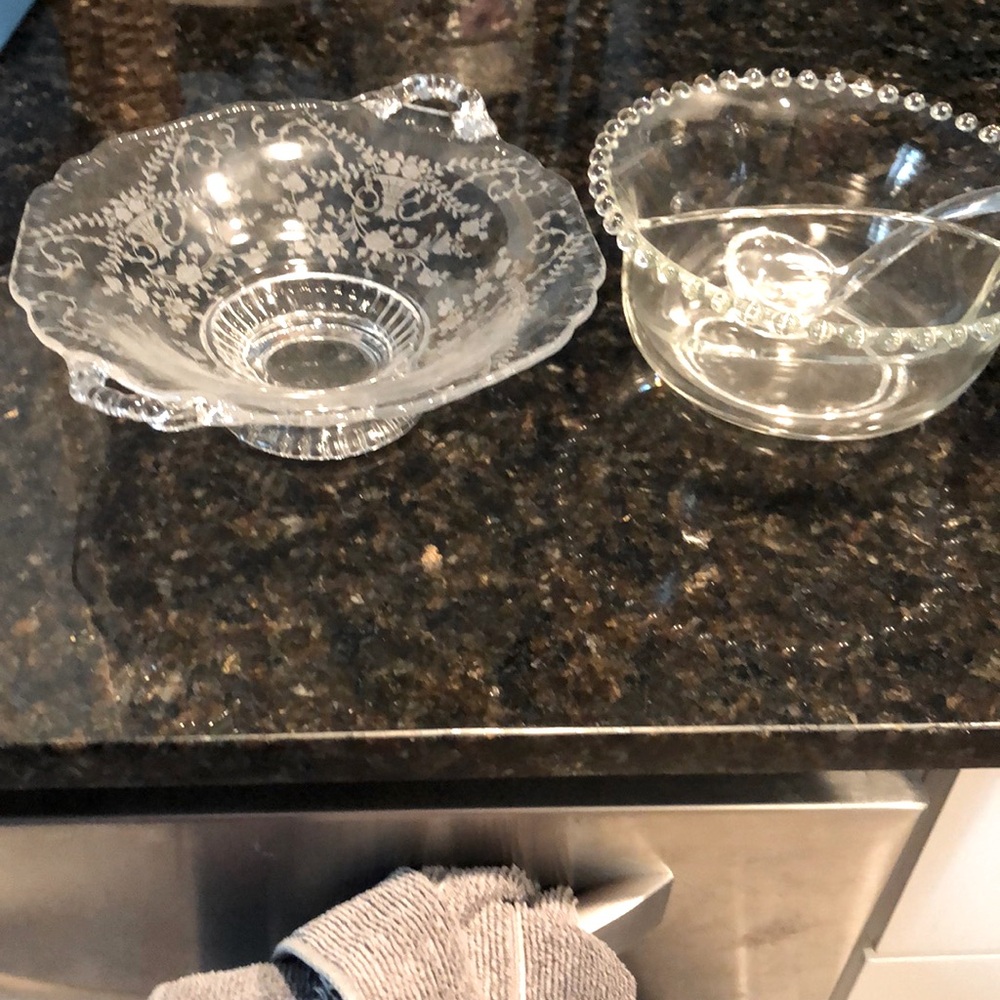 Estate Sale Crystal.Two very impressive dishes. Ask questions, no returns, as Is